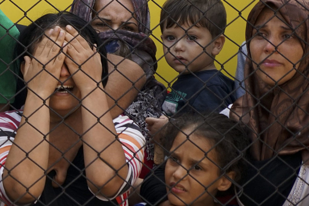 Women and children among Syrian refugees striking at the platform of Budapest Keleti railway station. Refugee crisis. Budapest, Hungary, Central Europe, 4 September 2015.