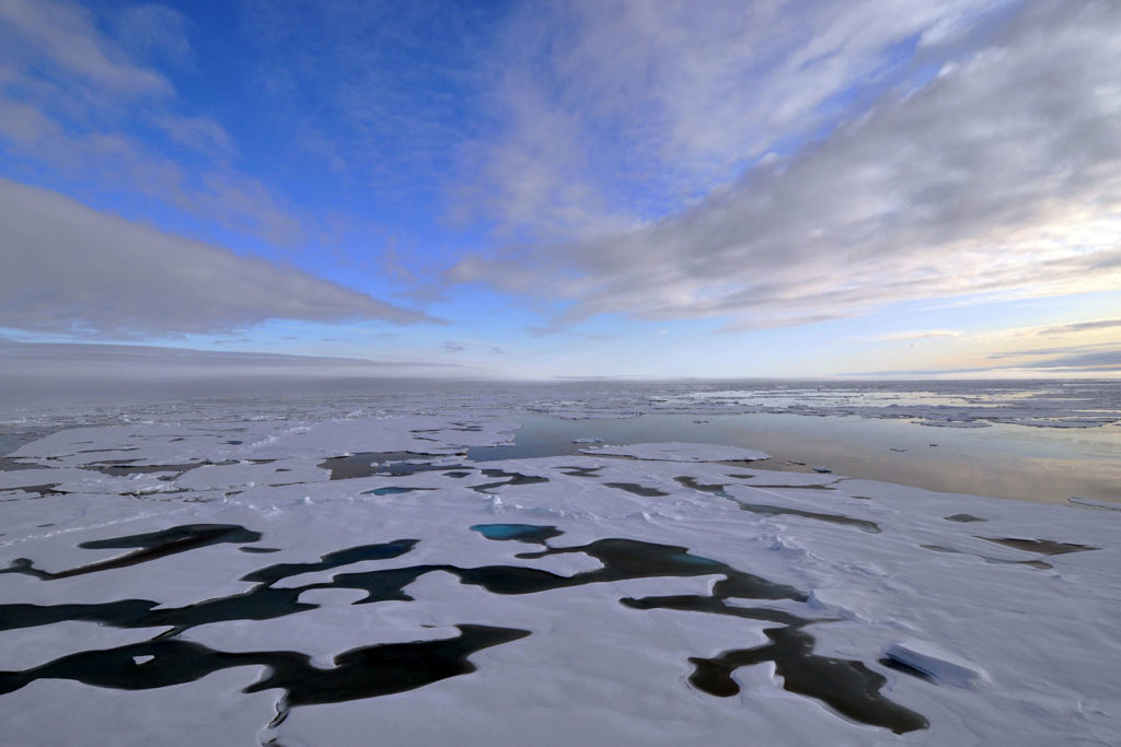 The clouds begin to thin over the Arctic Ocean Aug. 19, 2009.