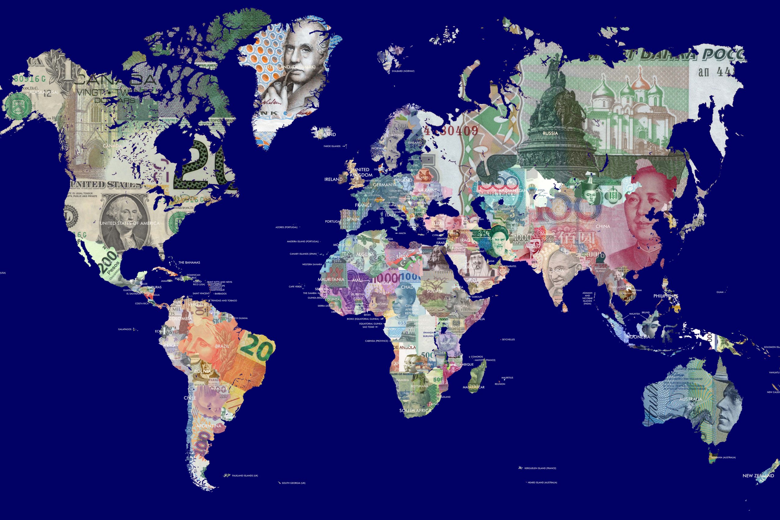 World Map in Currencies