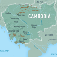 Map of Cambodia showing rivers and major Cities