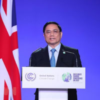 Vietnamese Prime Minister Pham Minh Chinh delivers his remarks at the 26th United Nations Climate Change Conference of the Parties (COP26)