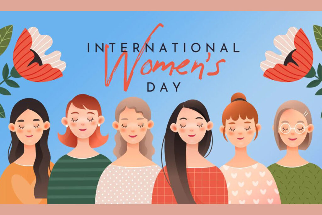 Drawing of six diverse women for International Women's Day