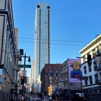 Photo of a street in San Francisco with a blue sky.