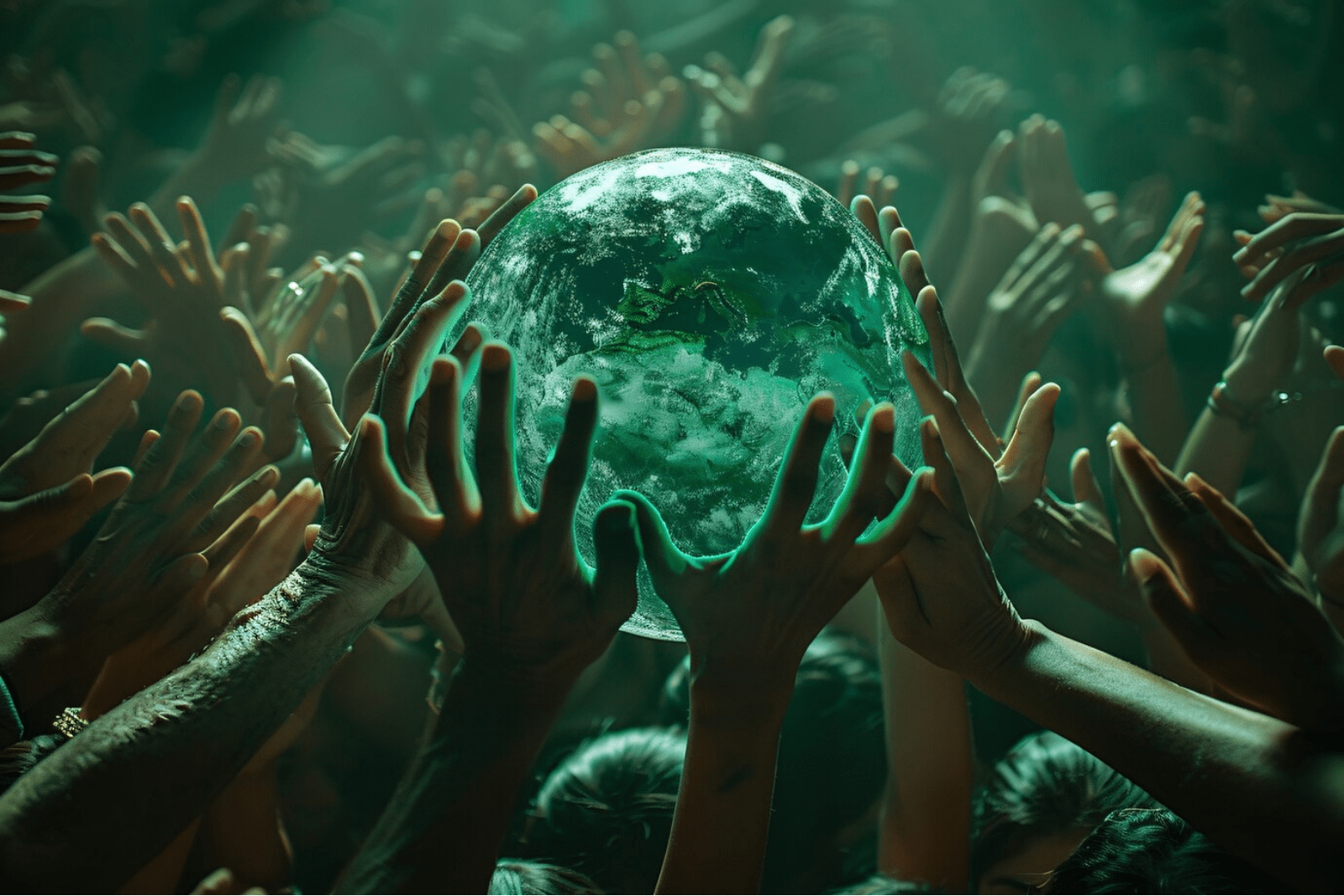 Hands holding a damaged globe up